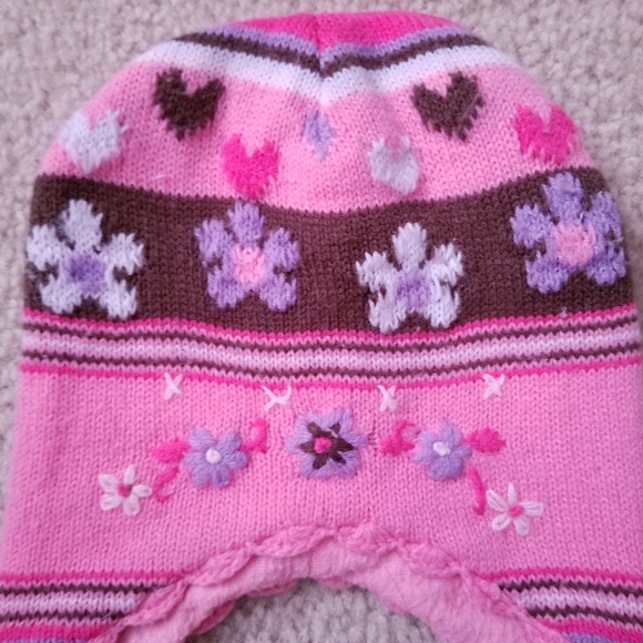 Carter's Girls Pink Striped Chullo Winter Hat - Picture 4 of 10